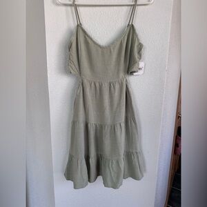 Altar'd State Sage Green Midi Cutout Dress